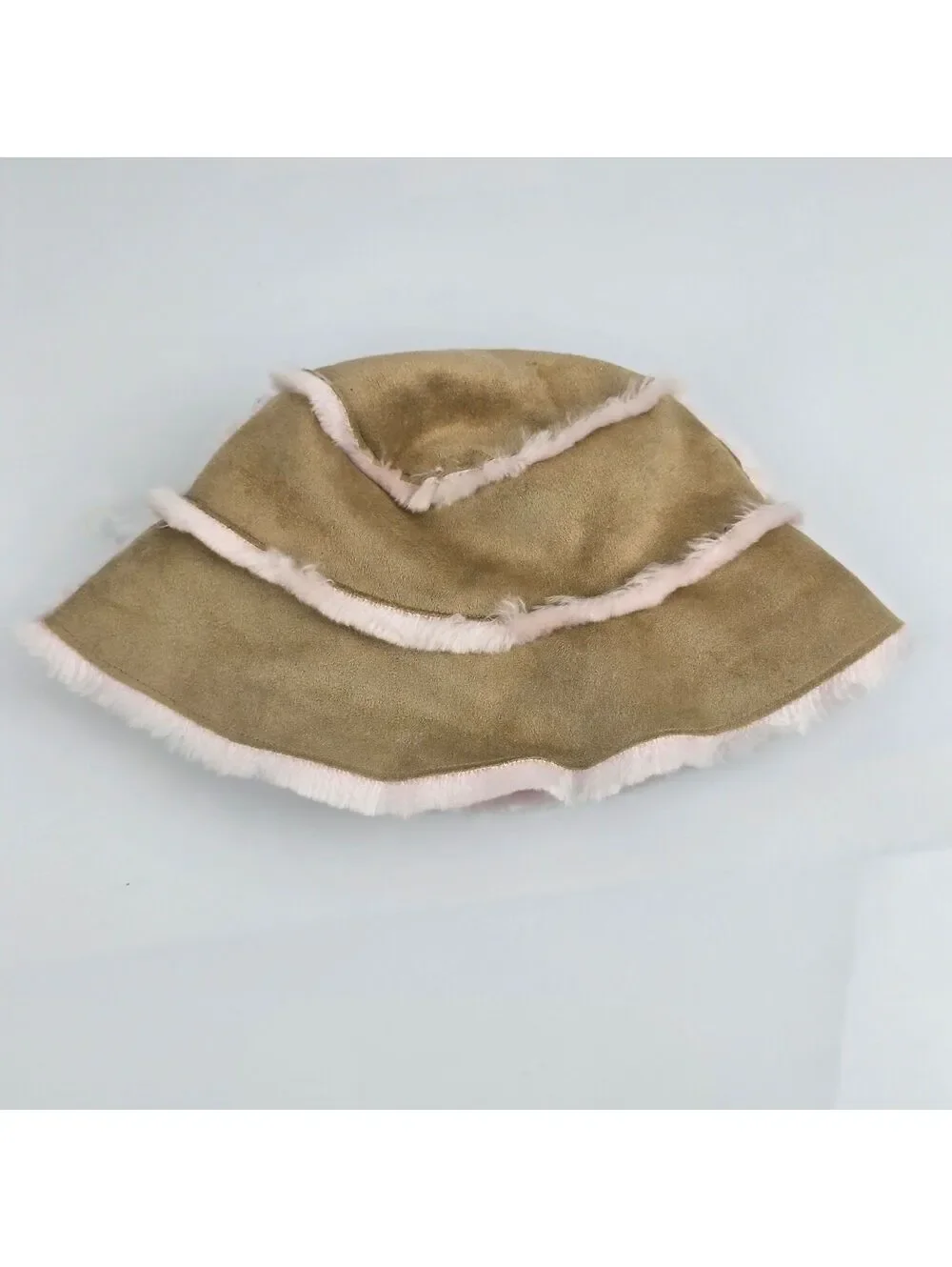 Vintage 2002 2003 Gymboree Puppy Love Baby Girl Bucket Hat Pink Tan Faux Suede